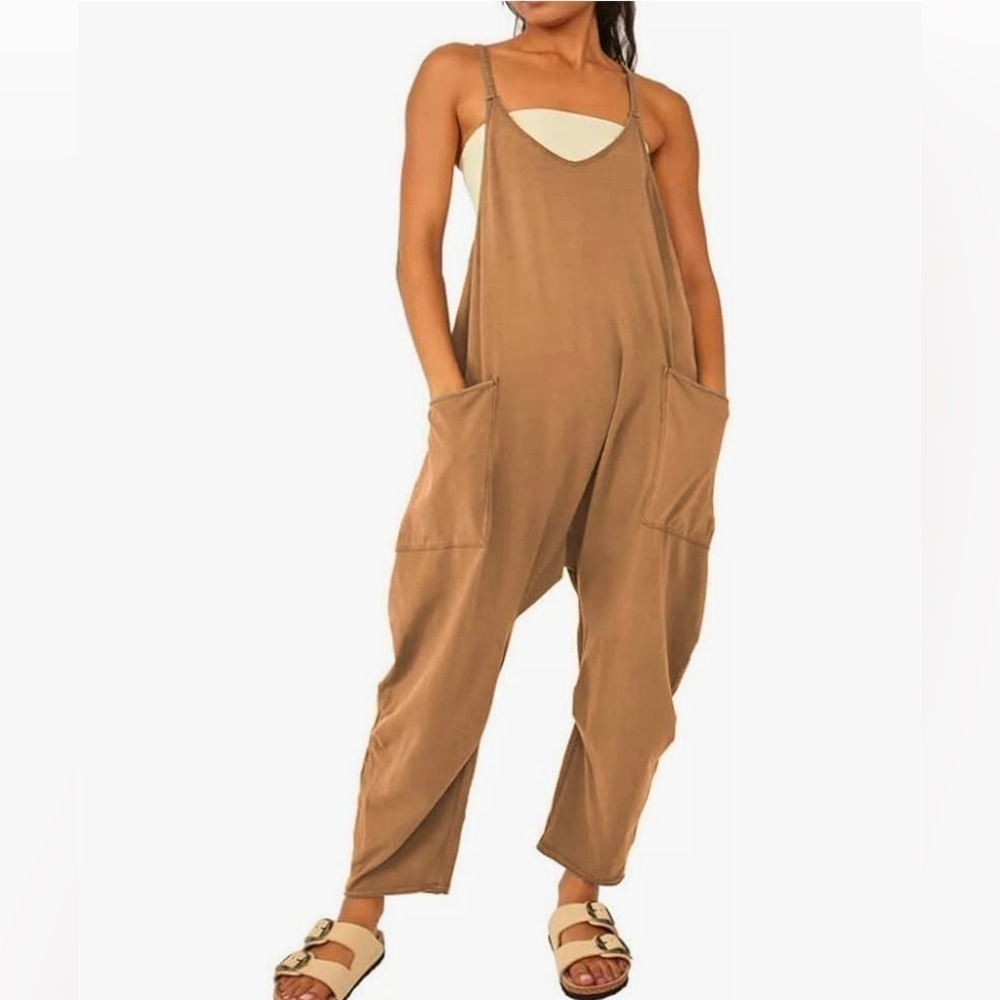 Women Long Casual Loose Bib Pants Overalls Sleeveless Jumpsuit Wide Leg XL Pants